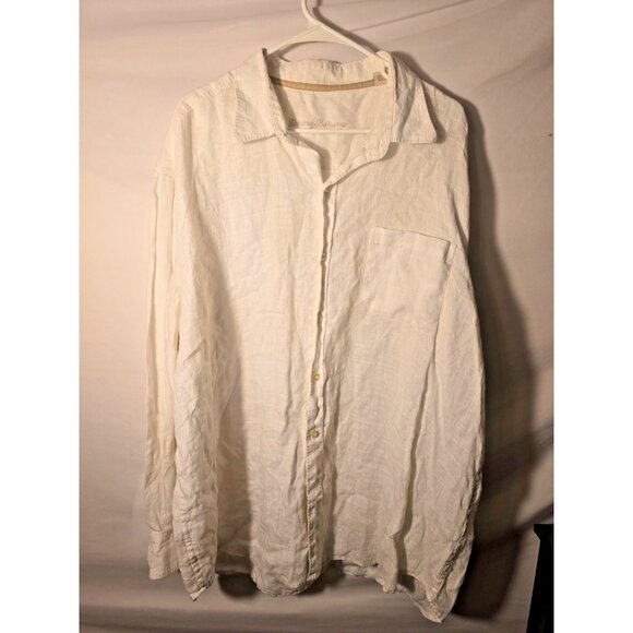 Tommy Bahama Mens White Long Sleeve Linen Shirt Size XXL 2X Beach Photos - Picture 1 of 3